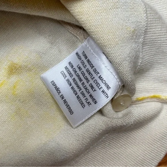 Charter Club Women's Tan Golden Watercolor Floral Soft Button Cardigan Size M - Picture 12 of 15